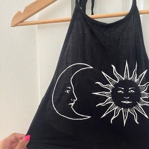 Sun and moon black crop top